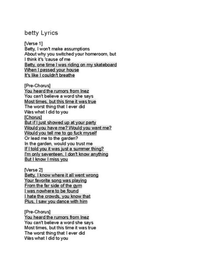 Betty Taylor Swift Lyrics: A Deep Dive into the Heartfelt Storytelling
